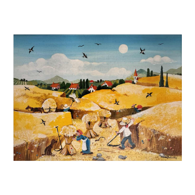 Marie-Louise BATARDY « La moisson » peinture huile sur toile
