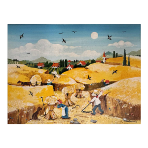 Marie-Louise BATARDY « La moisson » peinture huile sur toile
