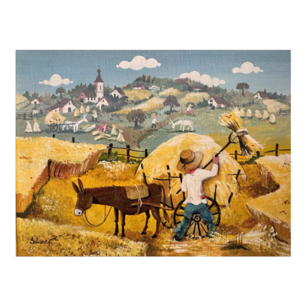 Marie-Louise BATARDY « La fenaison » peinture huile sur toile