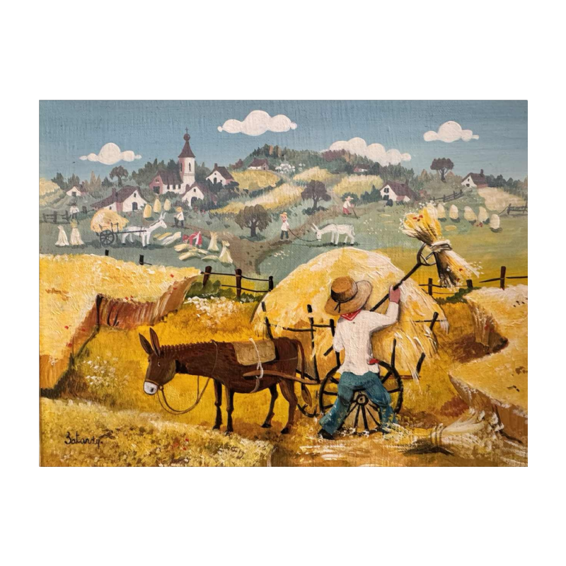 Marie-Louise BATARDY « La fenaison » peinture huile sur toile