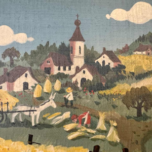 Marie-Louise BATARDY « La fenaison » peinture huile sur toile