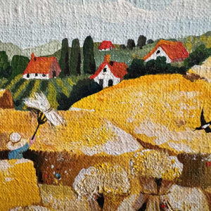 Marie-Louise BATARDY « La moisson » peinture huile sur toile