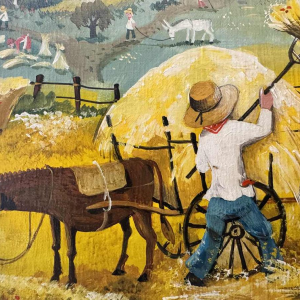 Marie-Louise BATARDY « Het hooien » schilderij olie op doek