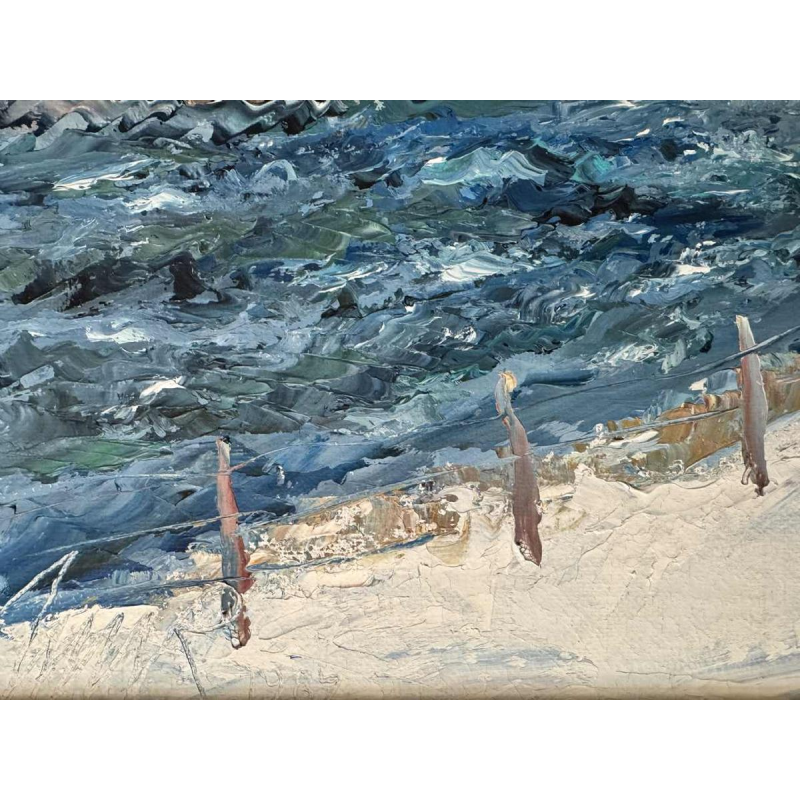 René ZIMMER "The Semois (river in Gaume) in winter (snow)" painting oil on canvas