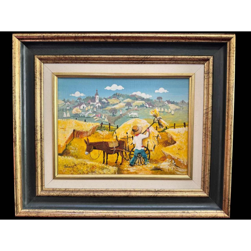 Marie-Louise BATARDY « La fenaison » peinture huile sur toile