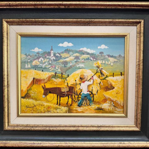 Marie-Louise BATARDY « The hay  » painting oil on canvas