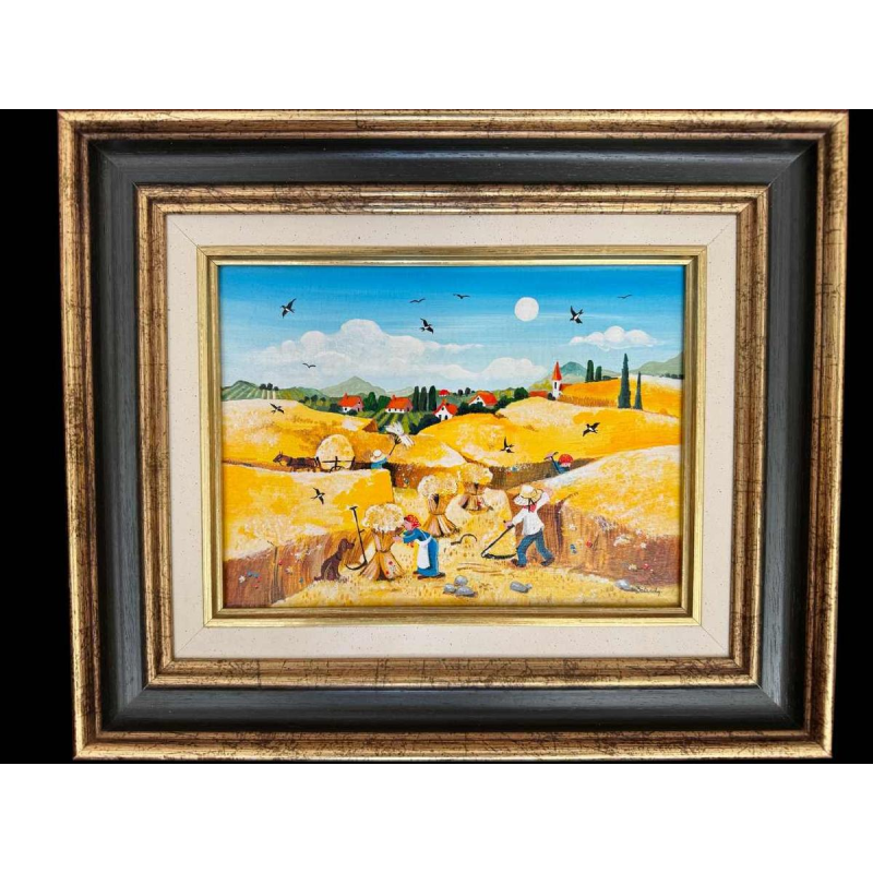 Marie-Louise BATARDY « The harvest » painting oil on canvas