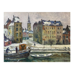 Albert DANDOY « Namen - winter 1940 » schilderij olie op doek