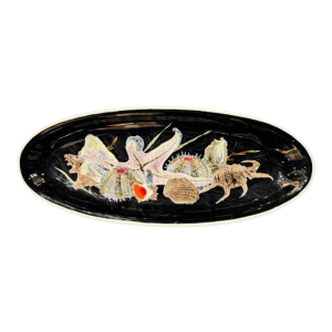 Guy TREVOUX (in Cornouaille) large ceramic dish with shellfish decoration