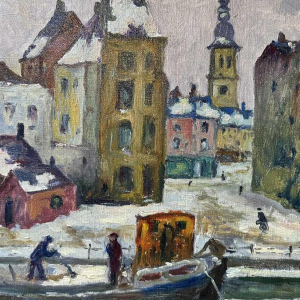 Albert DANDOY « Namen - winter 1940 » schilderij olie op doek