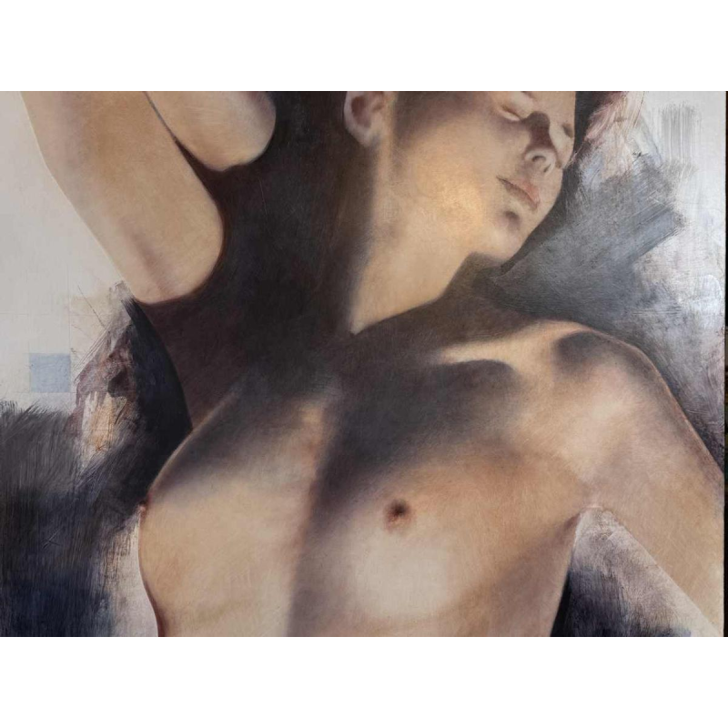 Nicolas BINSFELD " De schone slaapster naakt " acrylschilderij op doek