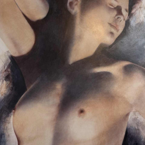 Nicolas BINSFELD " De schone slaapster naakt " acrylschilderij op doek