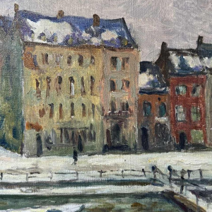 Albert DANDOY « Namen - winter 1940 » schilderij olie op doek