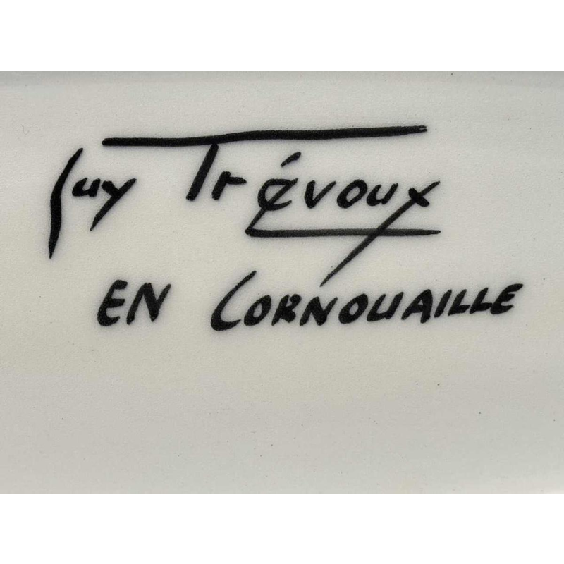 Guy TREVOUX (in Cornouaille) grote aardewerken schaal met schelpdierendecoratie