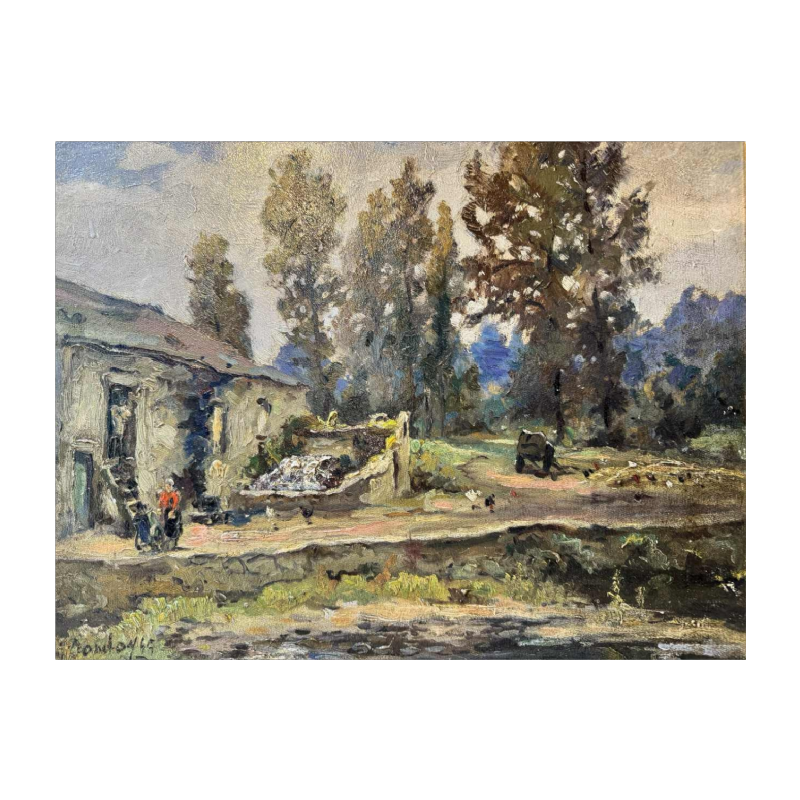 Albert DANDOY « Vieux moulin à Goyet 1945» peinture huile sur toile