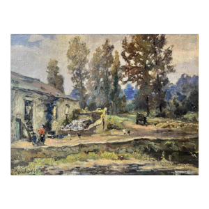 Albert DANDOY « Vieux moulin à Goyet 1945» peinture huile sur toile
