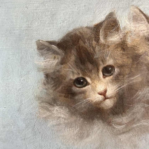 Émile Valentin CARDINAL : « Les 3 chatons » peinture huile sur bois