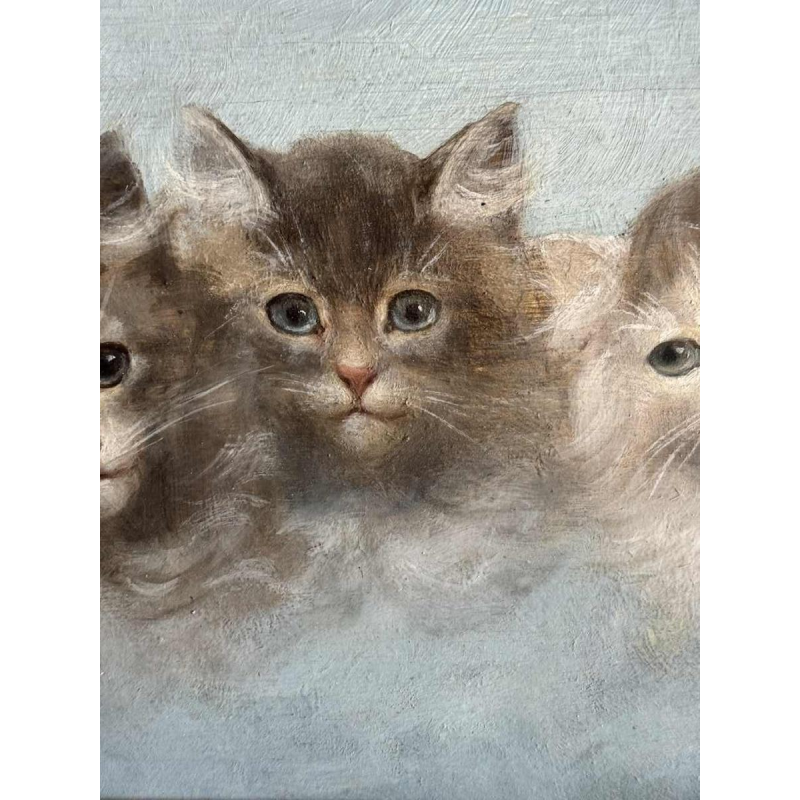 Émile Valentin CARDINAL: "The 3 kittens" oil painting on wood