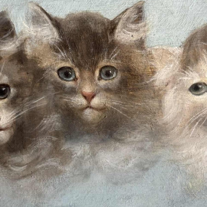 Émile Valentin CARDINAL: "De 3 katjes" olieverfschilderij op hout