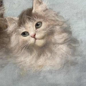 Émile Valentin CARDINAL : « Les 3 chatons » peinture huile sur bois