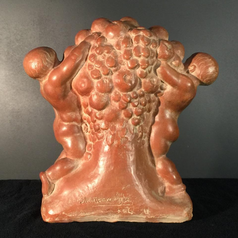 Joseph Witterwulghe " Abondance & Putti ", sculpture Art Deco terre cuite, 1925