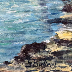 Georges BAFFERT "Mediterraan landschap 1955 - kasteel van Mandelieu la Napoule » olie op paneel