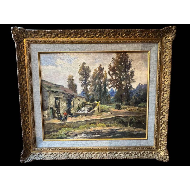 Albert DANDOY « Vieux moulin à Goyet 1945» peinture huile sur toile