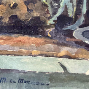 Mathilde du Monceau de Bergendael "Boeket in een porseleinen vaas", olie op doek