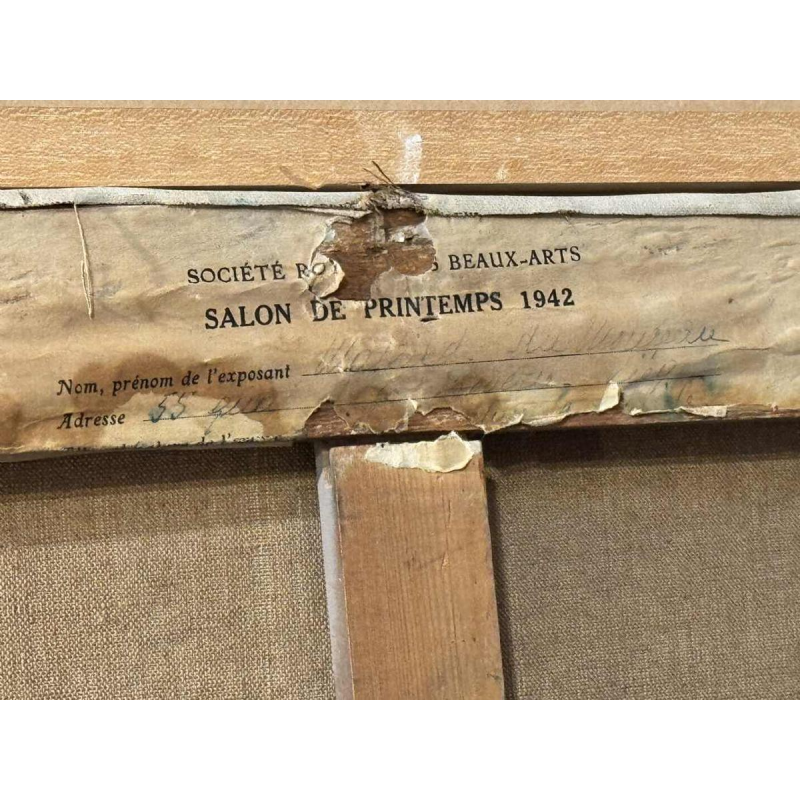 Mathilde du Monceau de Bergendael "Boeket in een porseleinen vaas", olie op doek