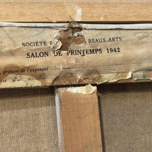 Mathilde du Monceau de Bergendael "Boeket in een porseleinen vaas", olie op doek