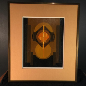 Jean Boquet "Geometric Abstraction", painting, oil on panel, circa 1945/50