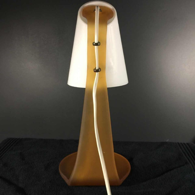 Table lamp / desk, frosted opal glass and brass, circa 1970