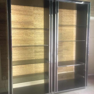 Willy Rizzo for Mario Sabot, large backlit bookshelf shelf, 1970