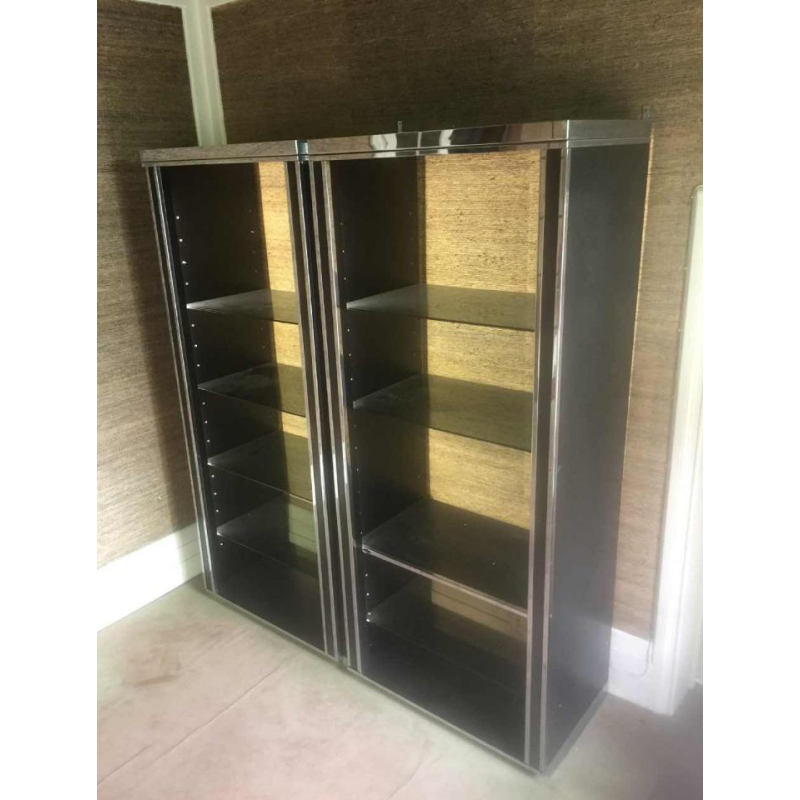 Willy Rizzo pour Mario Sabot, grande étagère bibliothèque rétroéclairée, 1970