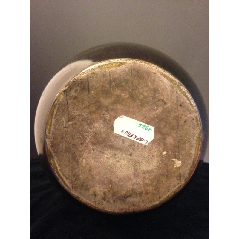 Lucien Gerfaux, Art Deco vase in copperware, animal décor with heron 1930