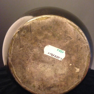 Lucien Gerfaux, Art Deco vase in copperware, animal décor with heron 1930