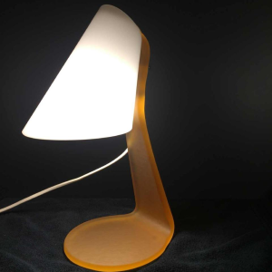 Table lamp / desk, frosted opal glass and brass, circa 1970