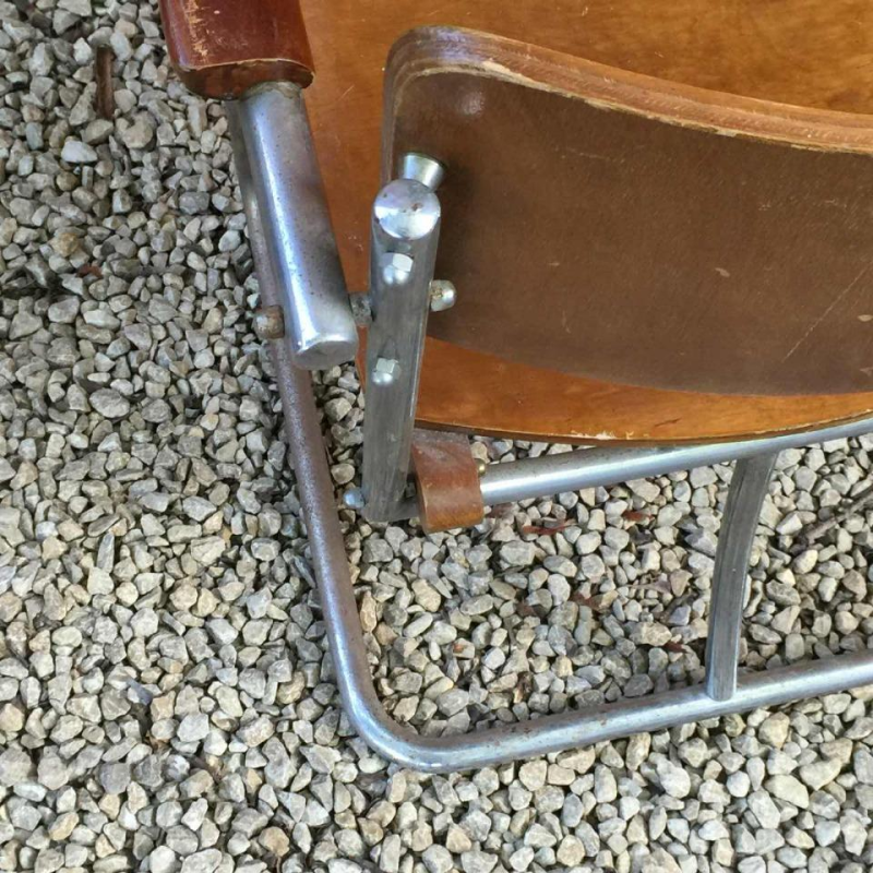 Fauteuil moderniste style Marcel Breuer, contre-plaqué, tubes acier vissés, 1930