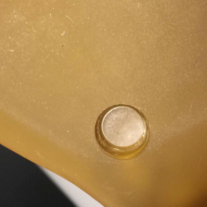 Table lamp / desk, frosted opal glass and brass, circa 1970