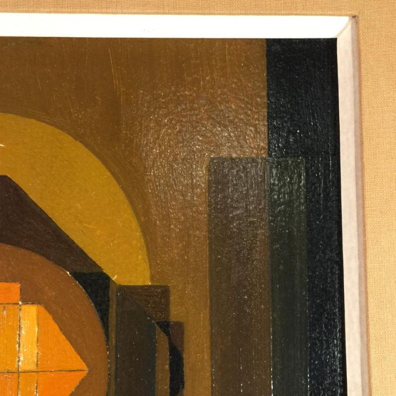 Jean Boquet "Geometrische abstractie", schilderij, olie op paneel, circa 1945/50