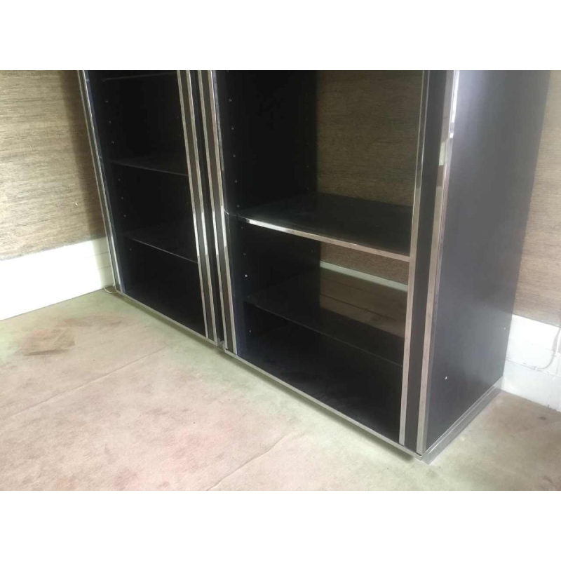 Willy Rizzo pour Mario Sabot, grande étagère bibliothèque rétroéclairée, 1970