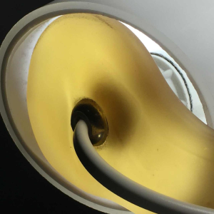 Table lamp / desk, frosted opal glass and brass, circa 1970