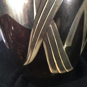 Lucien Gerfaux, Art Deco vase in copperware, animal décor with heron 1930