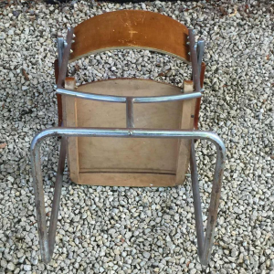 Fauteuil moderniste style Marcel Breuer, contre-plaqué, tubes acier vissés, 1930