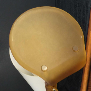 Table lamp / desk, frosted opal glass and brass, circa 1970