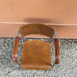 Modernist armchair in the style of Marcel Breuer, plywood, screwed steel tubes, 1930
