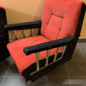 Paire de Fauteuils Clubs italiens Vintage, (usures accotoirs velour) , 1950s