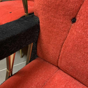 Pair of Vintage Italian Club Armchairs, (wear on velor armrests), 1950s