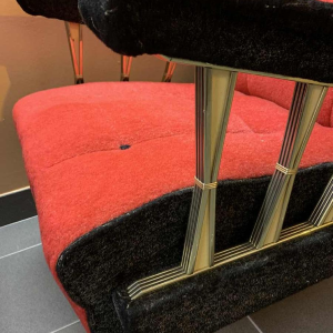 Pair of Vintage Italian Club Armchairs, (wear on velor armrests), 1950s