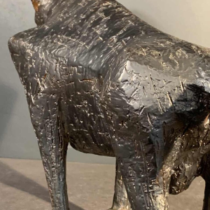 MARIO PERUGGINI, Sculpture animalière Brutaliste Taureau Céramique Grès, 1960s